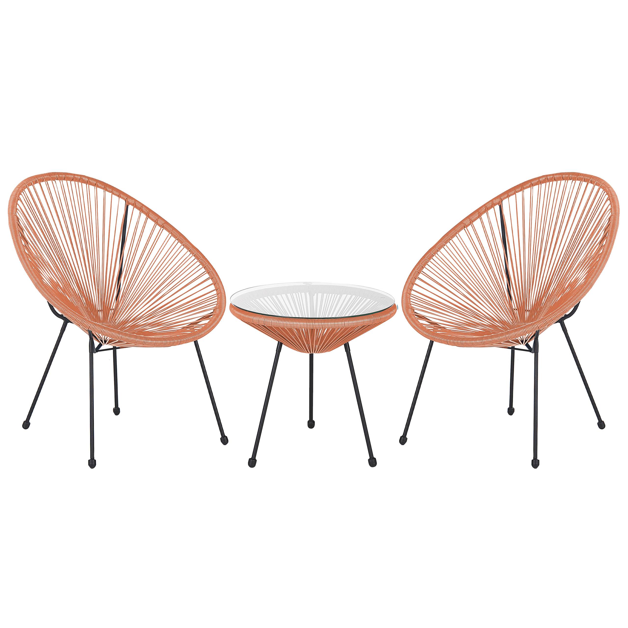 Beliani - Set de bistrot, 2 Personnes Polyrotin Orange ACAPULCO II - Beliani - Image 1
