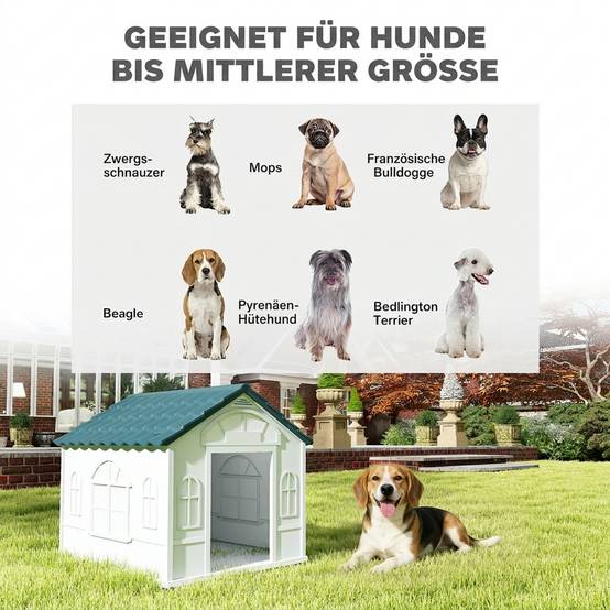 ComfortXL - Niche pour chien en plastique 65 x 75,7 x 63 cm bleue pour jardin terrasse toit incliné ventilé résistant - Image 7