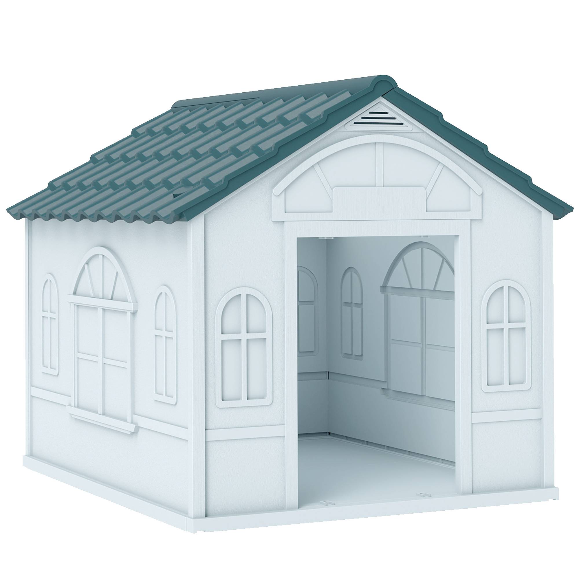 ComfortXL - Niche pour chien en plastique 65 x 75,7 x 63 cm bleue pour jardin terrasse toit incliné ventilé résistant - Image 10