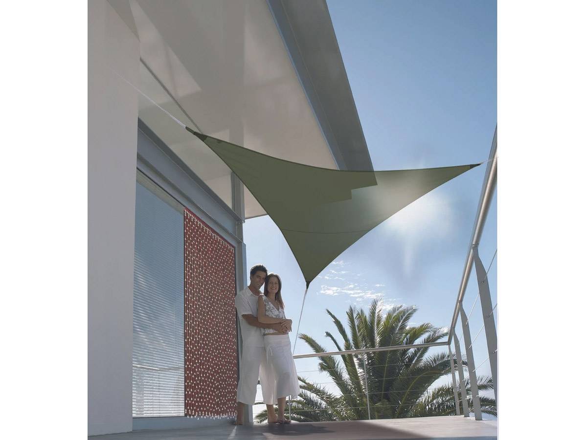 Voile d'ombrage triangulaire SERENITY - 3,60 x 3,60 x 3,60 m - Kaki - Jardiline - Image 2