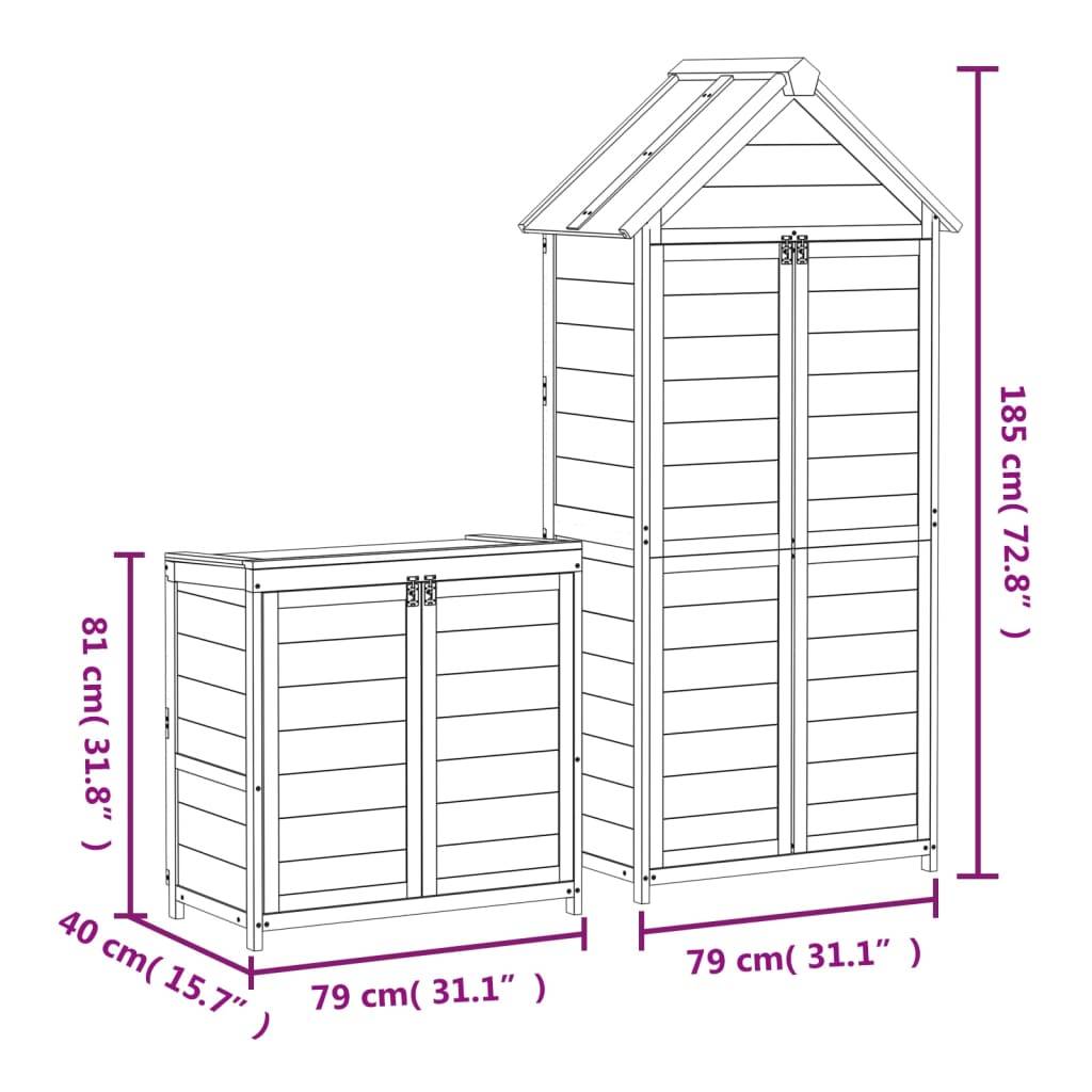 Vidaxl - Ensemble de remise à outils de jardin 2 pcs marron pin massif vidaXL 172249 - Image 3