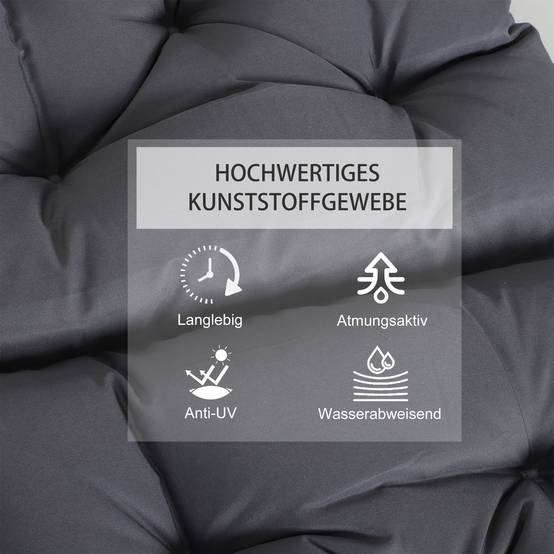 ComfortXL - Coussins de chaise Oxford gris 98 x 50 x 8 cm lot de 2 intérieur extérieur avec liens de fixation anti-glisse - Image 4