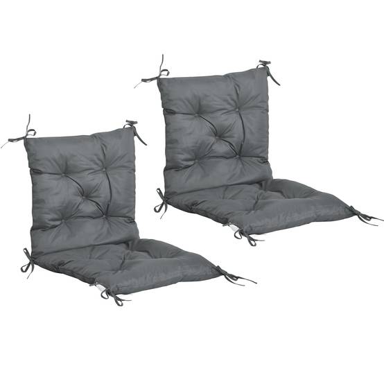 ComfortXL - Coussins de chaise Oxford gris 98 x 50 x 8 cm lot de 2 intérieur extérieur avec liens de fixation anti-glisse - Image 10