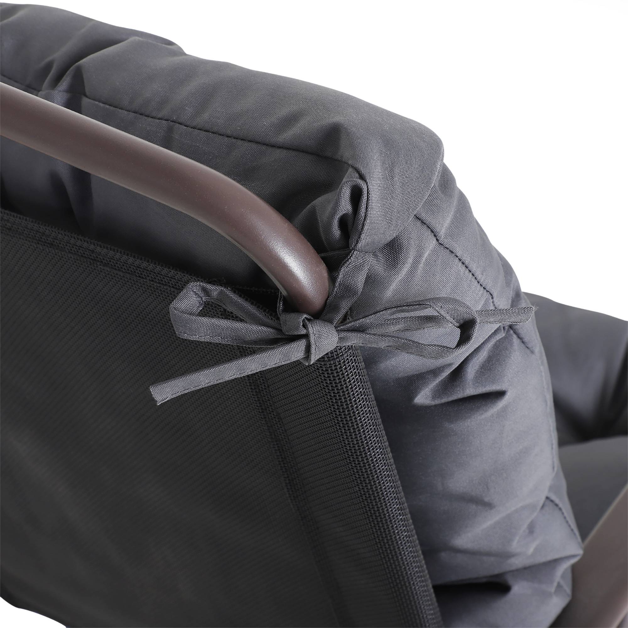 ComfortXL - Coussins de chaise Oxford gris 98 x 50 x 8 cm lot de 2 intérieur extérieur avec liens de fixation anti-glisse - Image 9