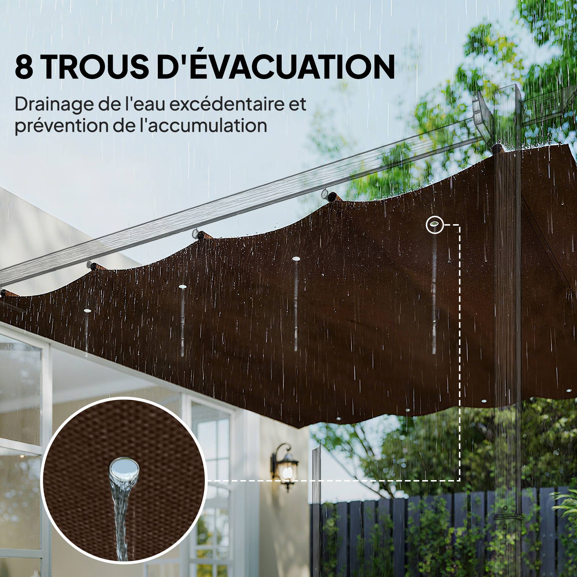 Toile de toit de rechange pour pergola toile de remplacement protection solaire Anti-UV pour pergola de 3 x 2 m café - Image 8
