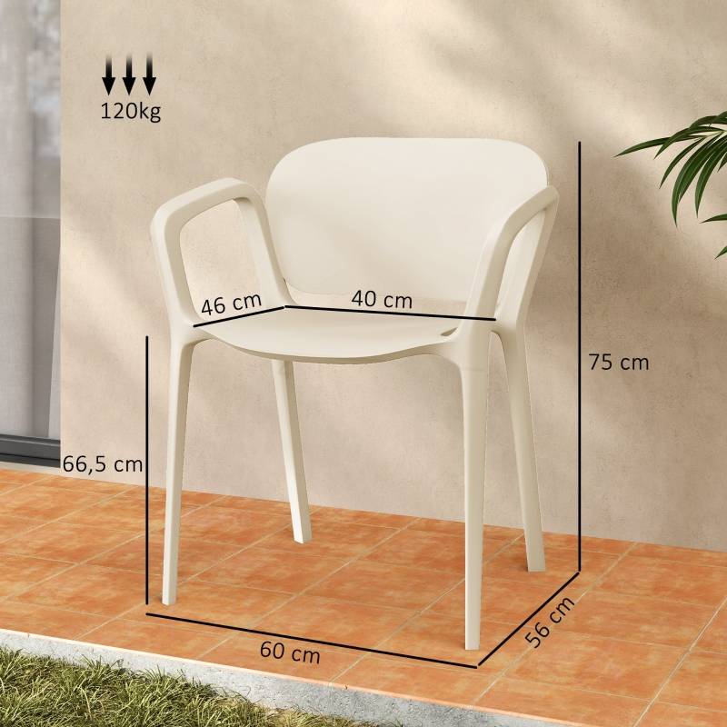 PANGIVO - Chaise de jardin plastique blanc 60 x 56 x 75 cm - PANGIVO - Image 3