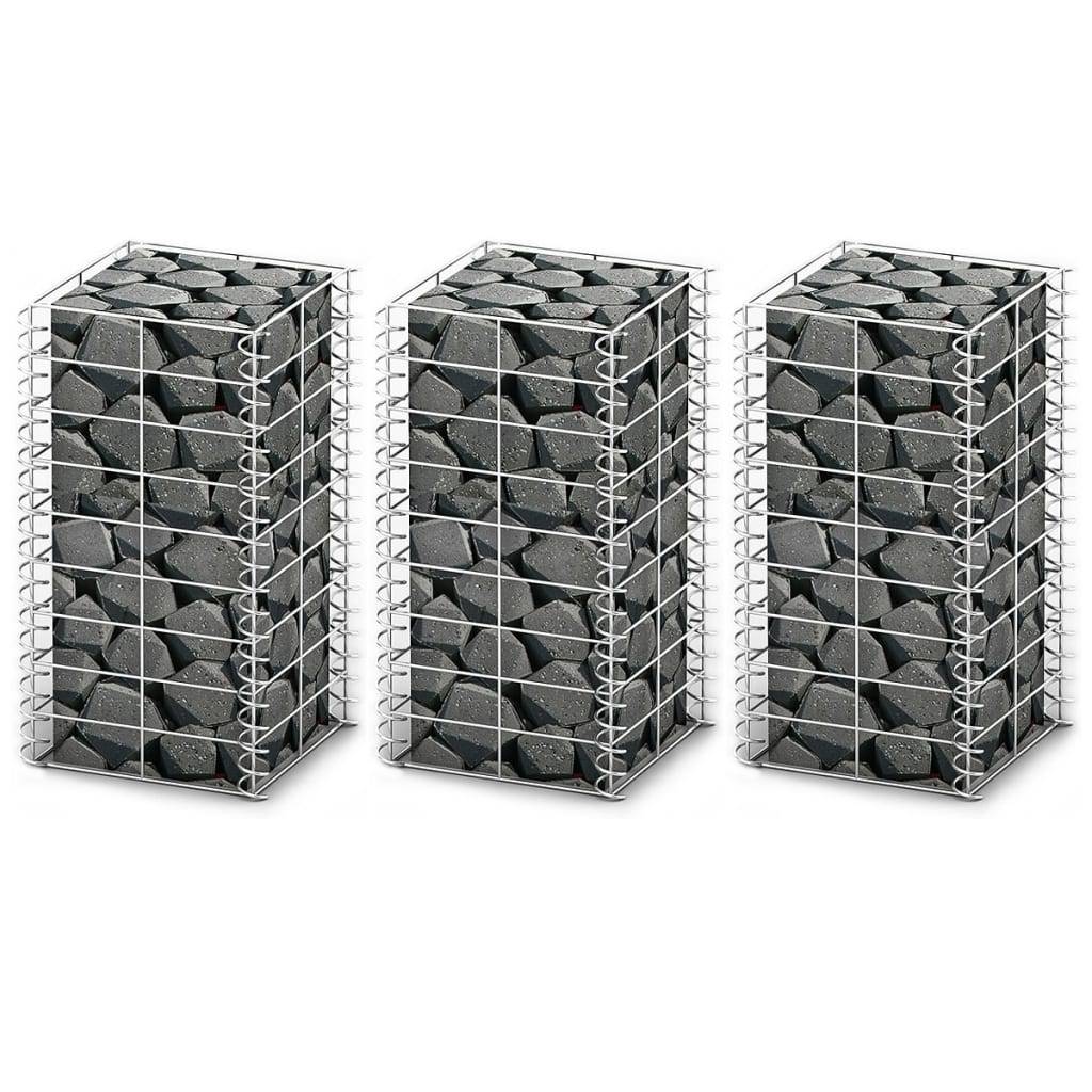 PANGIVO - Jeu de panier de gabion 3 pcs Fil galvanisé 25 x 25 x 50 cm - PANGIVO - Image 1