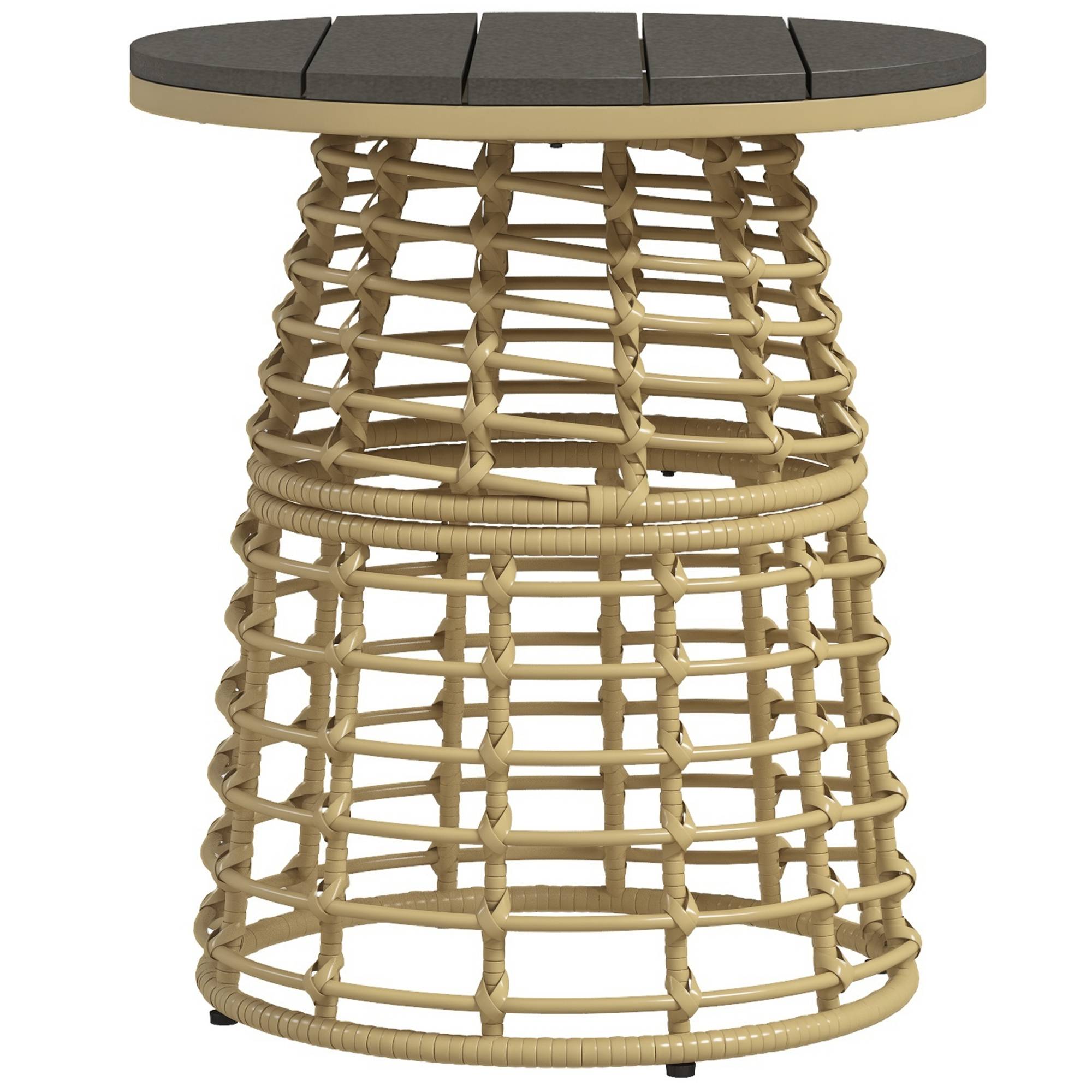 PANGIVO - Table basse de jardin résine tressée et métal naturel 45 x 45 x 50 cm - PANGIVO - Image 1