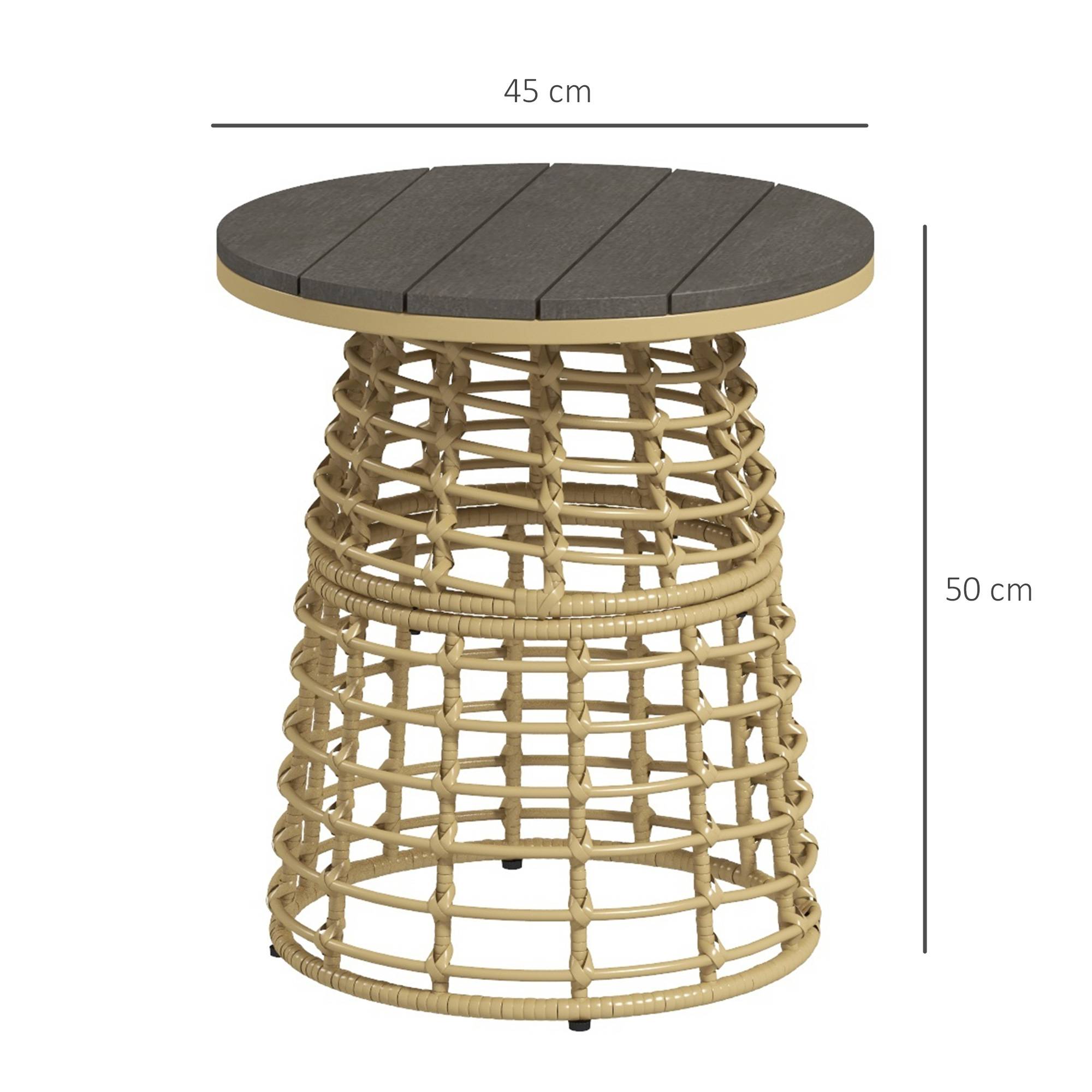 PANGIVO - Table basse de jardin résine tressée et métal naturel 45 x 45 x 50 cm - PANGIVO - Image 5