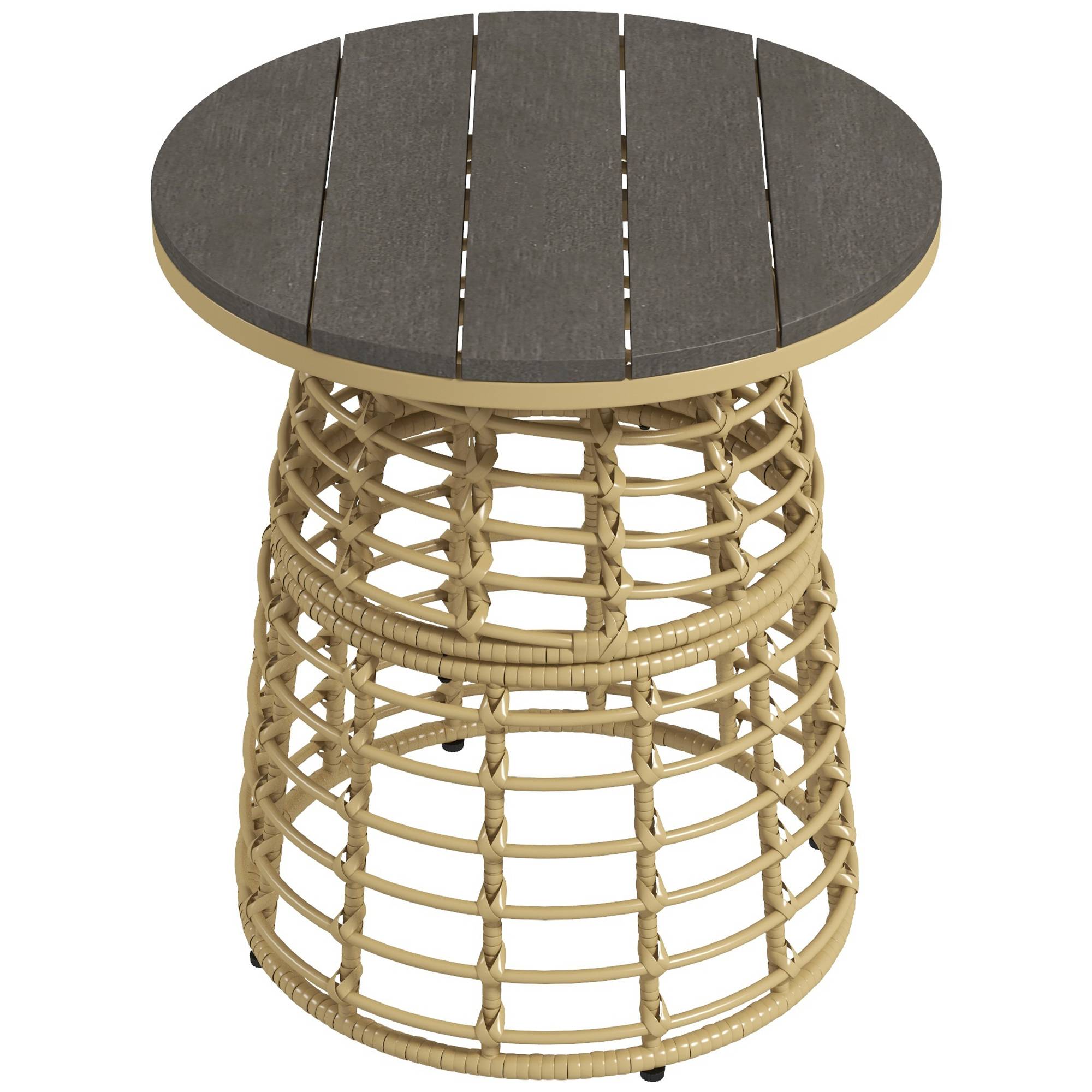 PANGIVO - Table basse de jardin résine tressée et métal naturel 45 x 45 x 50 cm - PANGIVO - Image 2