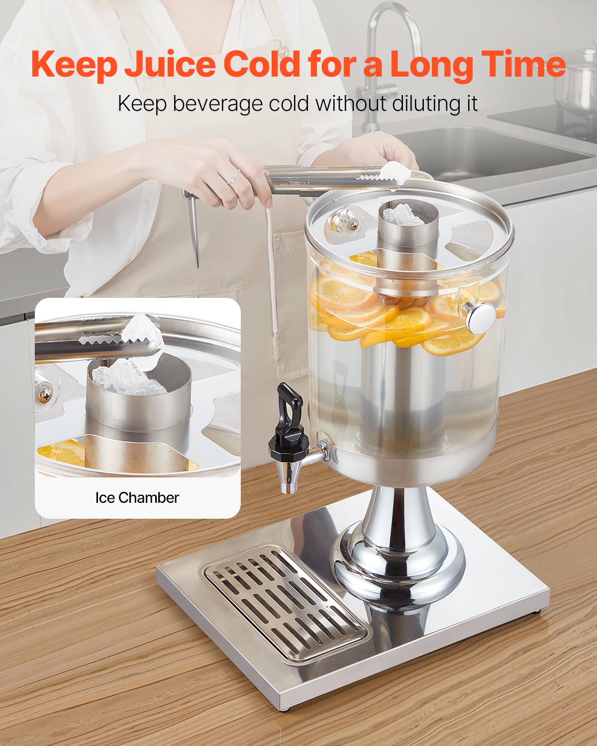 Vevor - VEVOR Distributeur 8 L, acier inox, avec plateau. - Image 3