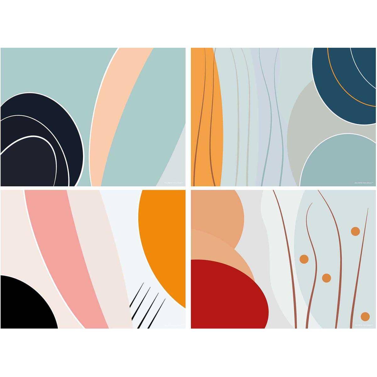 Set de table en vinyle 40 x 30 cm Pastel Lot de 4 sets de table motifs assortis - Image 1