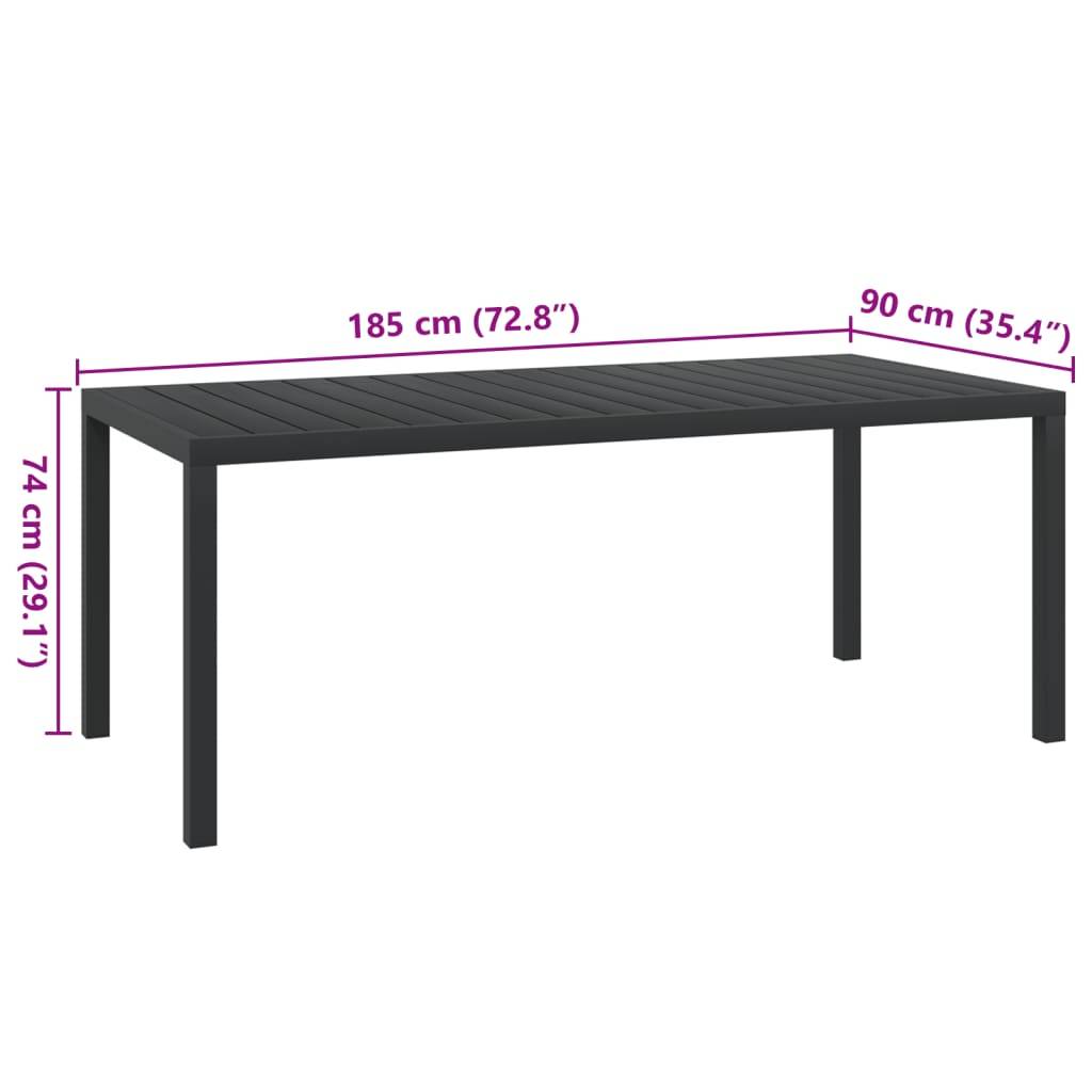 Vidaxl - Table de jardin Noir 185 x 90 x 74 cm Aluminium et WPC vidaXL 42792 - Image 3