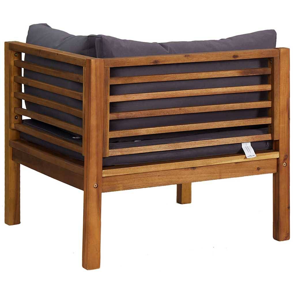 Canapés d'angle 2 pcs | Canapé D'extérieur | Sofa De Jardin avec coussins gris foncé Bois d'acacia Maison Chic - Image 6