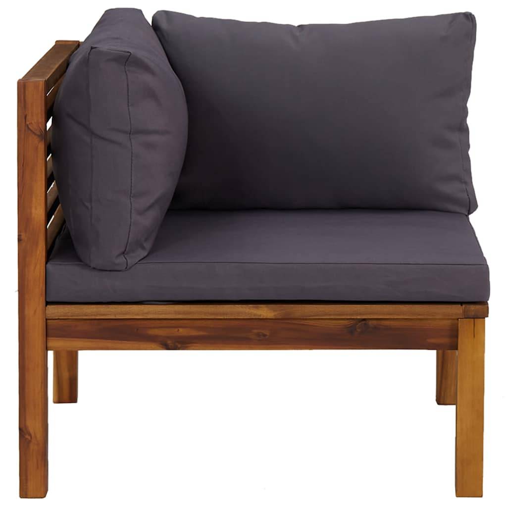 Canapés d'angle 2 pcs | Canapé D'extérieur | Sofa De Jardin avec coussins gris foncé Bois d'acacia Maison Chic - Image 5