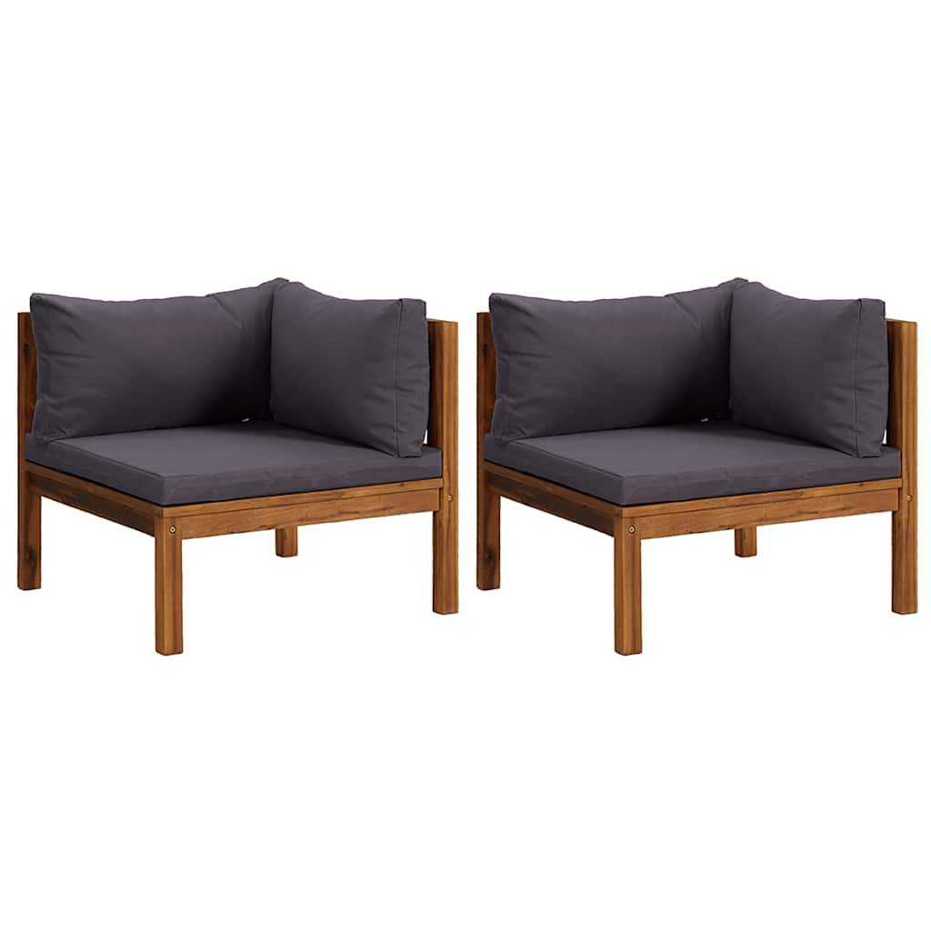 Canapés d'angle 2 pcs | Canapé D'extérieur | Sofa De Jardin avec coussins gris foncé Bois d'acacia Maison Chic - Image 1