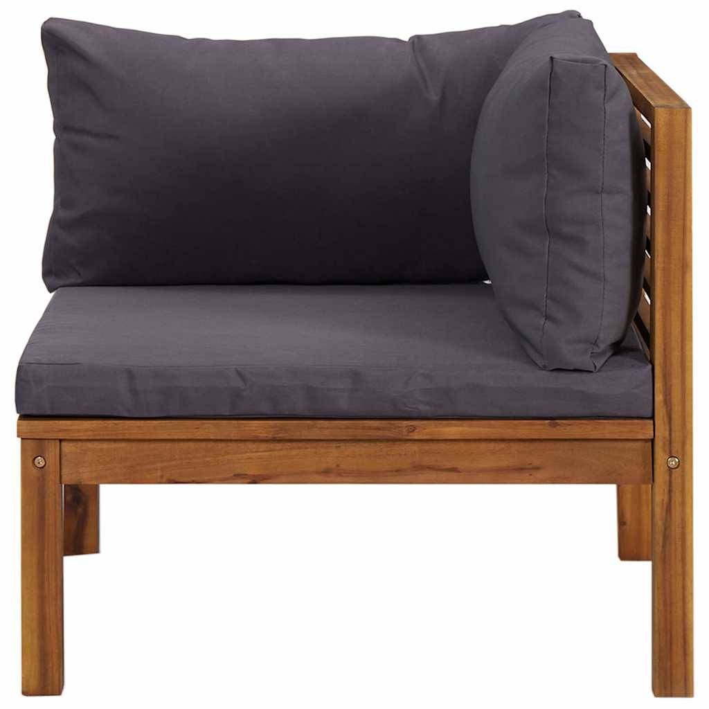 Canapés d'angle 2 pcs | Canapé D'extérieur | Sofa De Jardin avec coussins gris foncé Bois d'acacia Maison Chic - Image 4