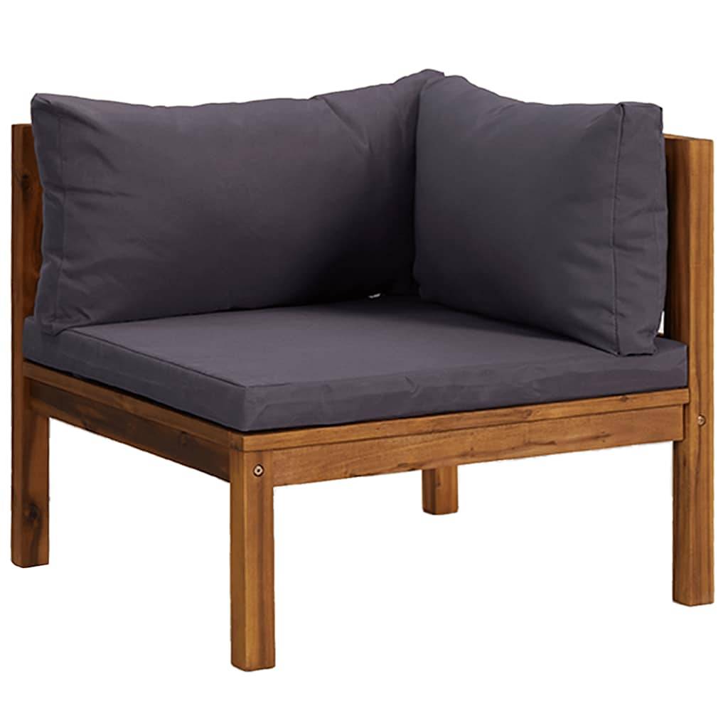 Canapés d'angle 2 pcs | Canapé D'extérieur | Sofa De Jardin avec coussins gris foncé Bois d'acacia Maison Chic - Image 3