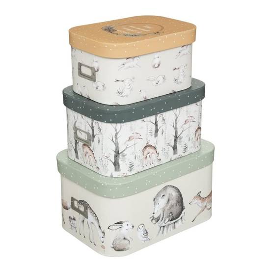 Lot de 3 Boîtes de Rangement "Forêt" 36cm Multicolore - Image 1