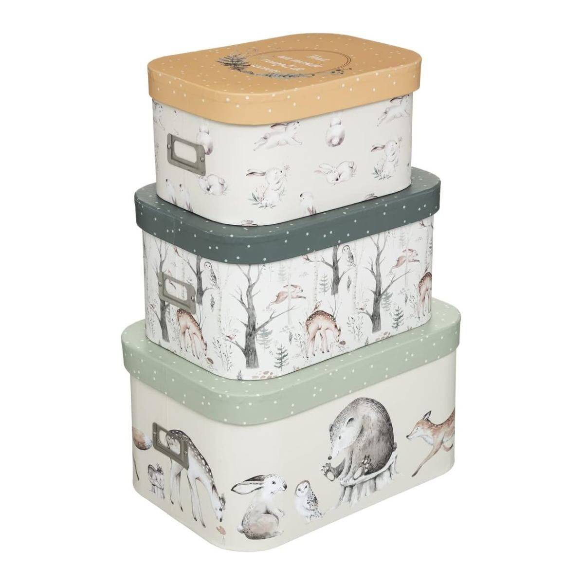 Lot de 3 Boîtes de Rangement "Forêt" 36cm Multicolore - Image 1