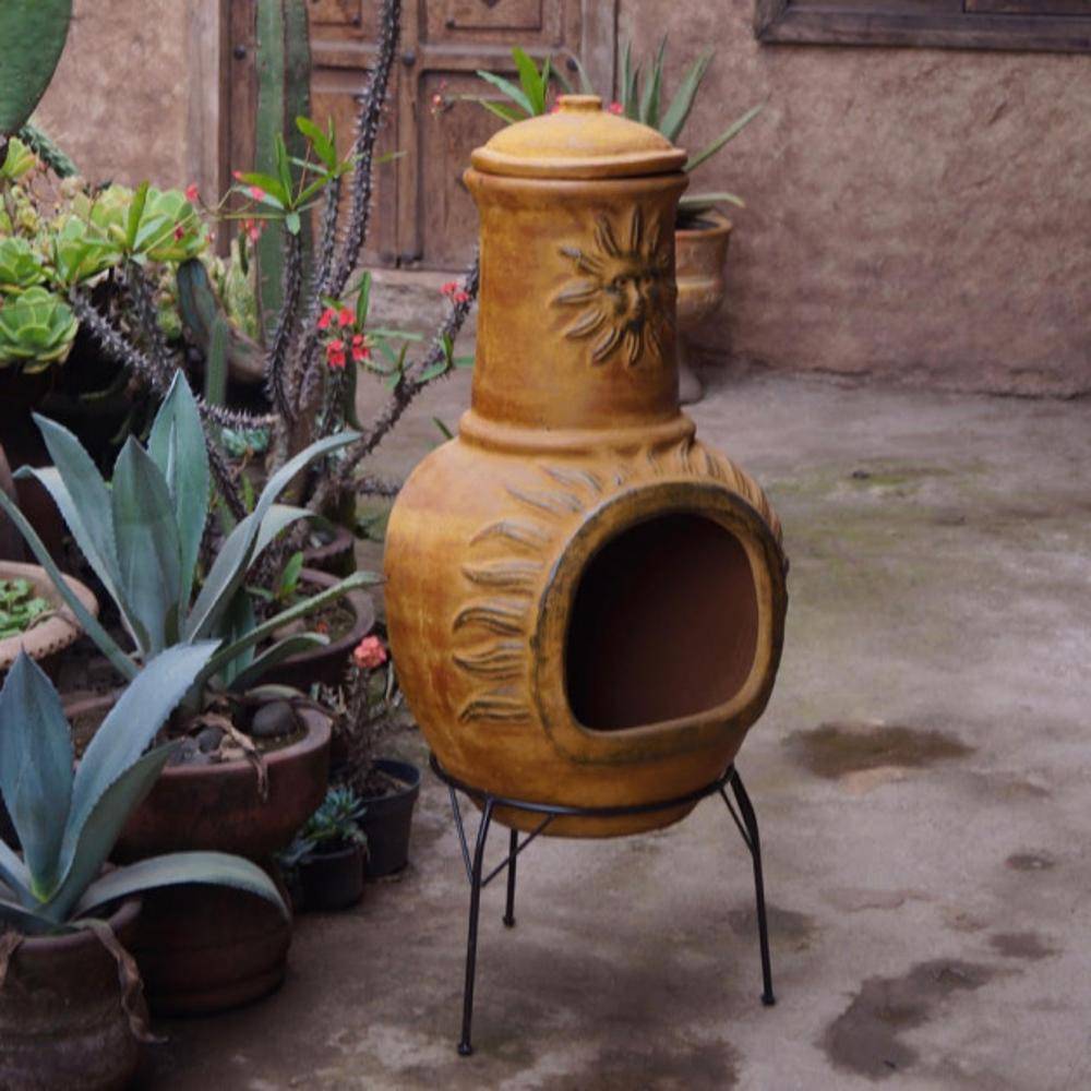 Cheminée mexicaine extérieure grand modèle 106 cm soleil jaune - Image 2