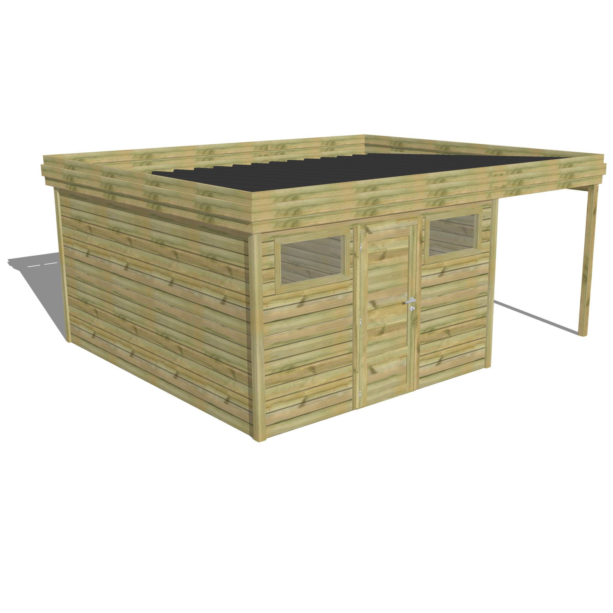 ABRI DE JARDIN bois  autoclave 27mm - 5,44x4,34m / 24m2 - Bac acier - Abri Français - Image 1