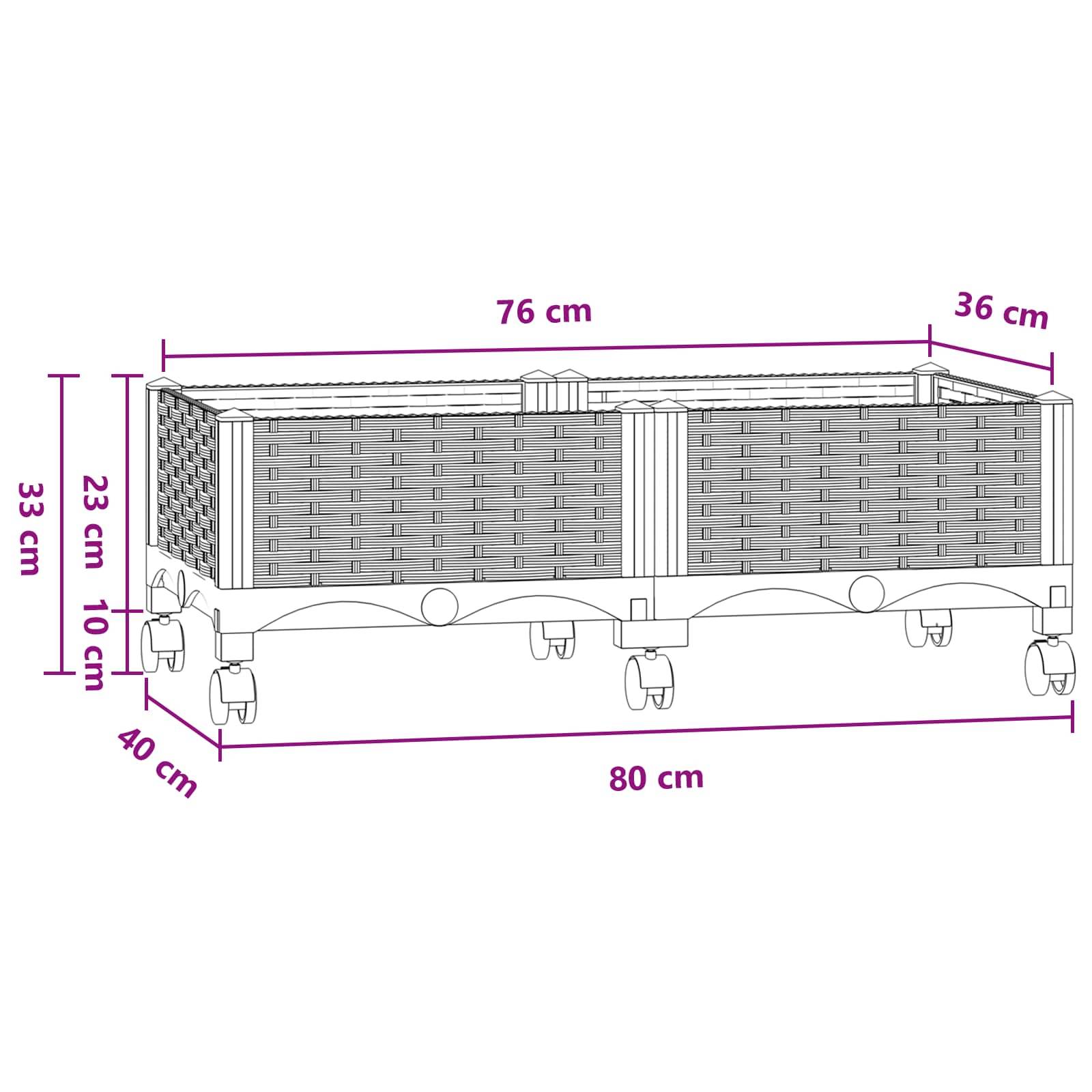 ComfortXL - Jardinière sur roues Polypropylène Terrasse Plantation florale 80x40x33 Gris bleu - ComfortXL Outdoor Living - Image 8