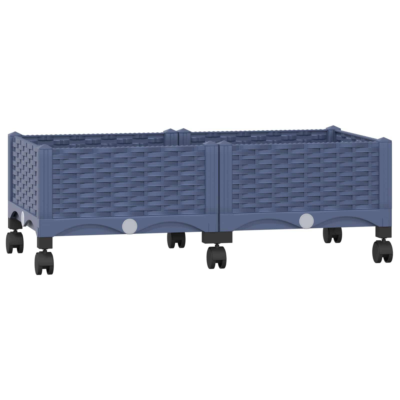 ComfortXL - Jardinière sur roues Polypropylène Terrasse Plantation florale 80x40x33 Gris bleu - ComfortXL Outdoor Living - Image 2