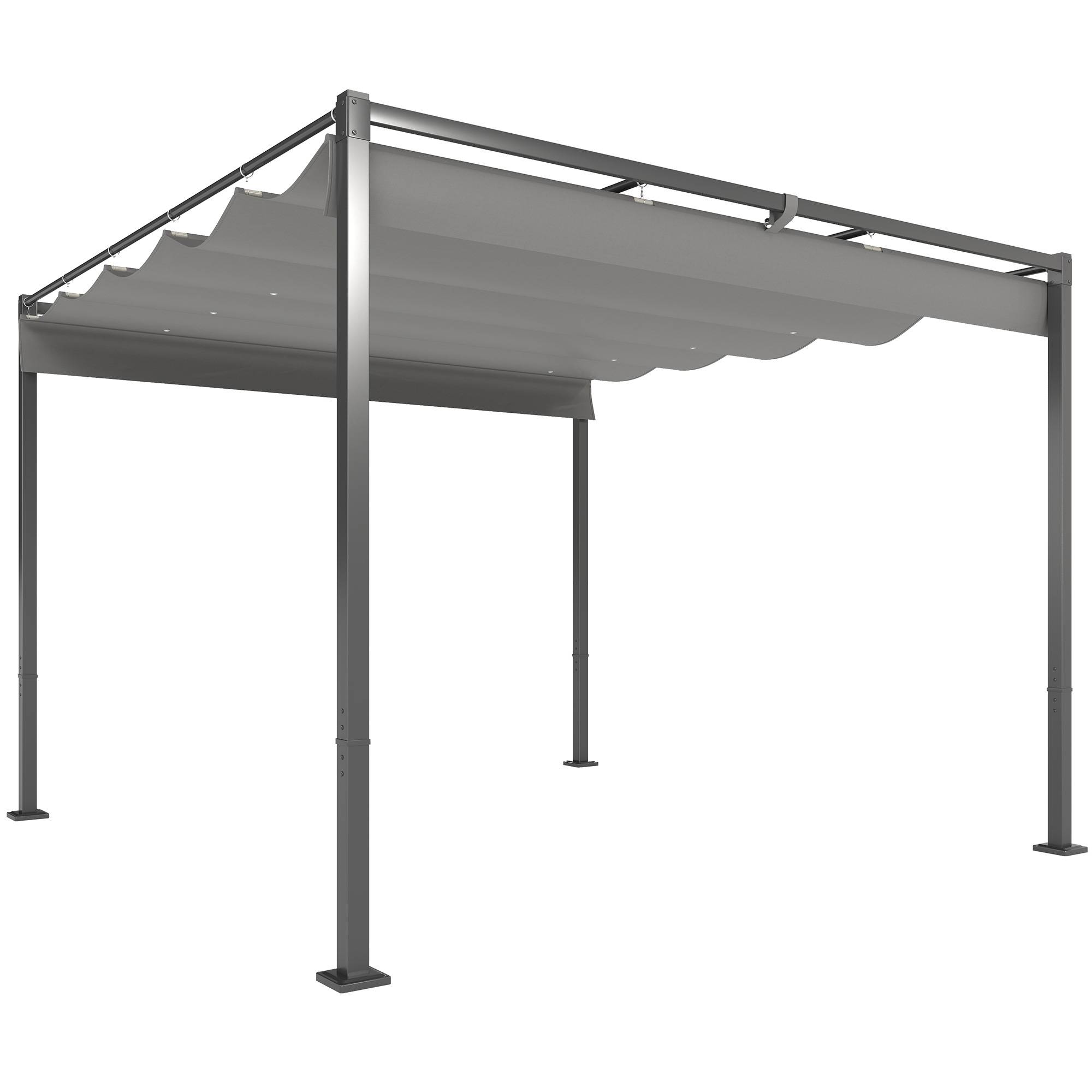 Pergola Adossée 3x3m en Métal Toit Rétractable Coulissant Protection UV Gris - ComfortXL Outdoor Living - Image 1