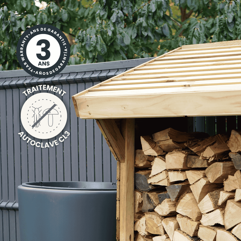 Abri Bûches - 1.58 M² - 2.20 X 0.69 X 1.83 M - 2 Stéres -habitat Et Jardin - Image 4