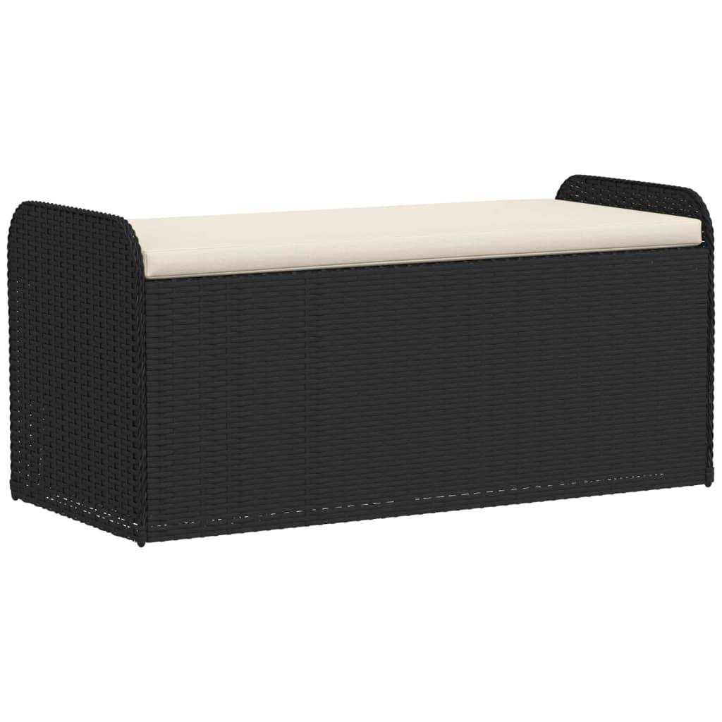 Banc Coffre Rangement Résine Tressée Sac Étanche Intégré Terrasse Noir 115cm – ComfortXL Outdoor Living - Image 2