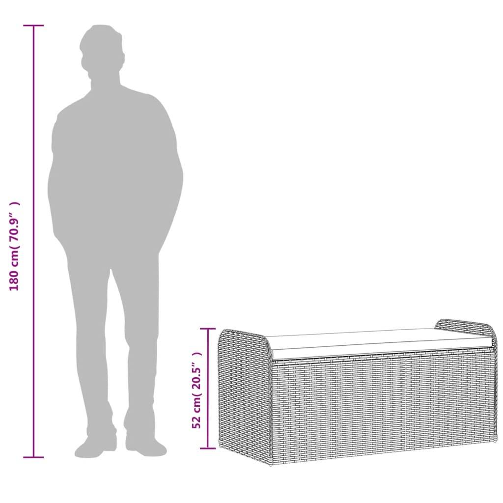 Banc Coffre Rangement Résine Tressée Sac Étanche Intégré Terrasse Noir 115cm – ComfortXL Outdoor Living - Image 10