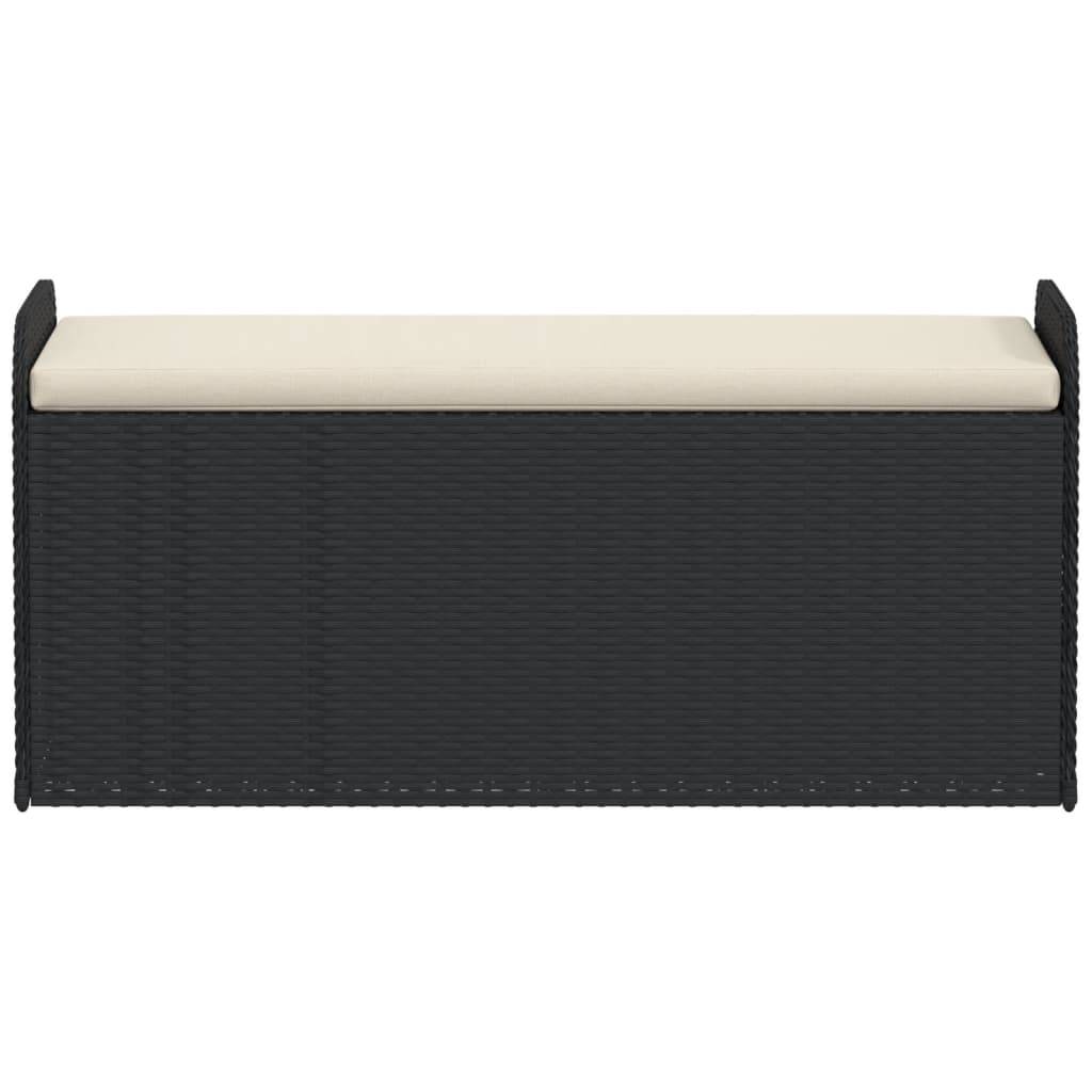 Banc Coffre Rangement Résine Tressée Sac Étanche Intégré Terrasse Noir 115cm – ComfortXL Outdoor Living - Image 4