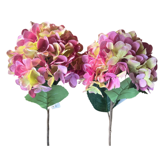 Hortensia Artificiel Rose et Vert - Image 3