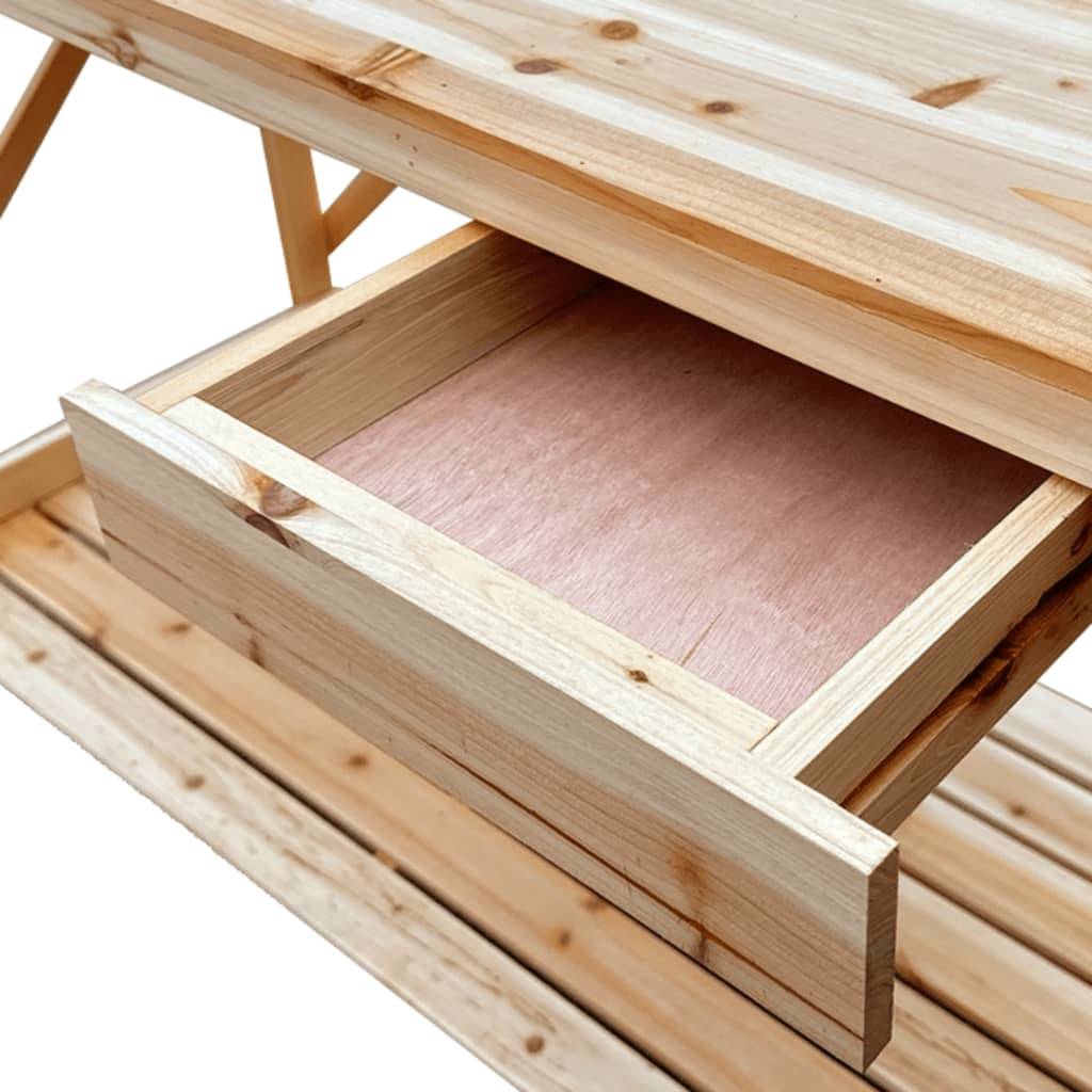 Banc de Rempotage Bois de Sapin avec Treillis Table de Jardinage avec Rangement et Tiroir Naturel – ComfortXL Outdoor Living - Image 8