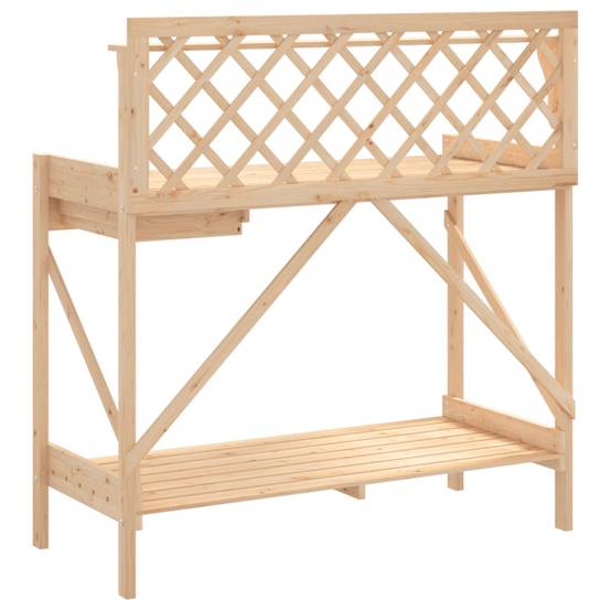 Banc de Rempotage Bois de Sapin avec Treillis Table de Jardinage avec Rangement et Tiroir Naturel – ComfortXL Outdoor Living - Image 7