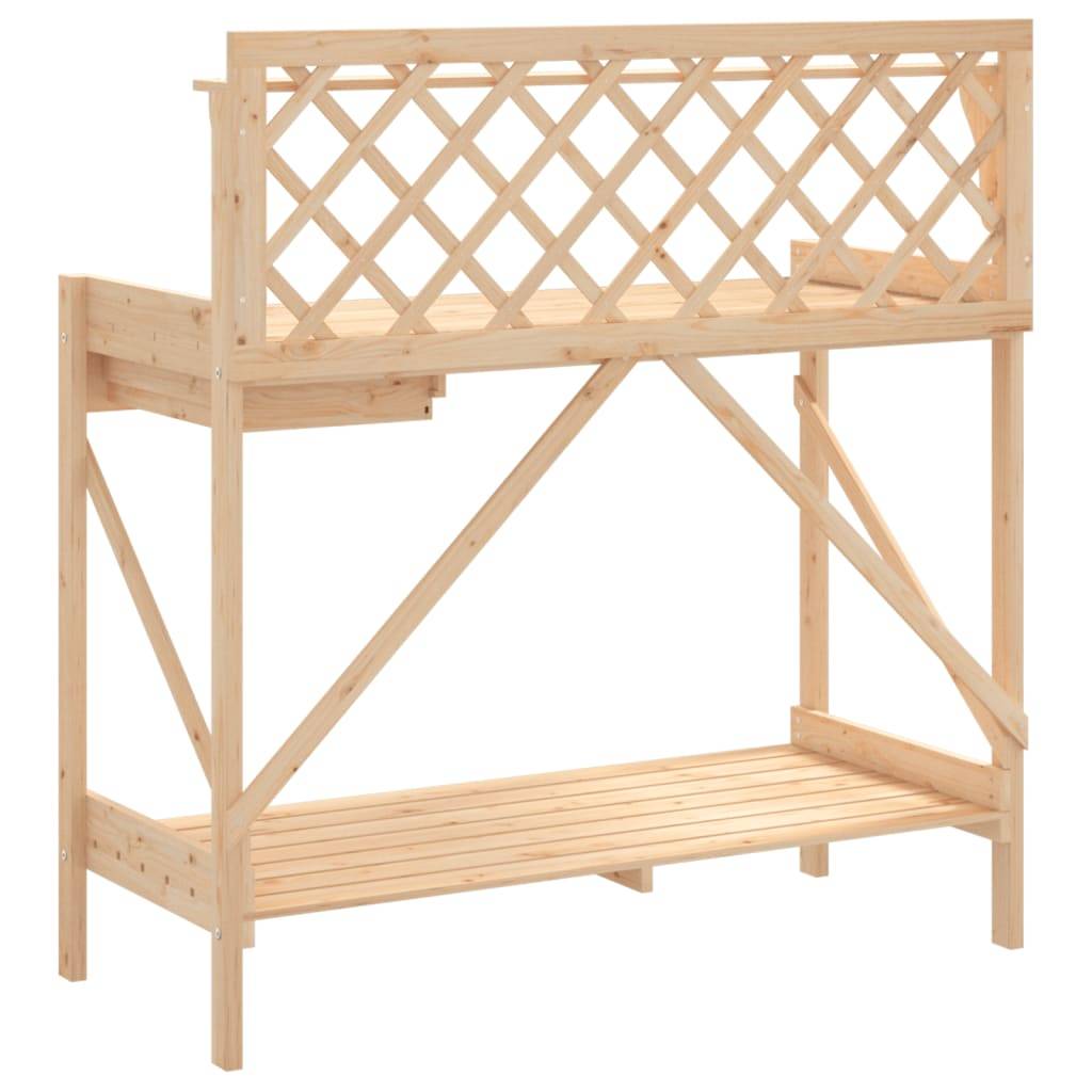 Banc de Rempotage Bois de Sapin avec Treillis Table de Jardinage avec Rangement et Tiroir Naturel – ComfortXL Outdoor Living - Image 7