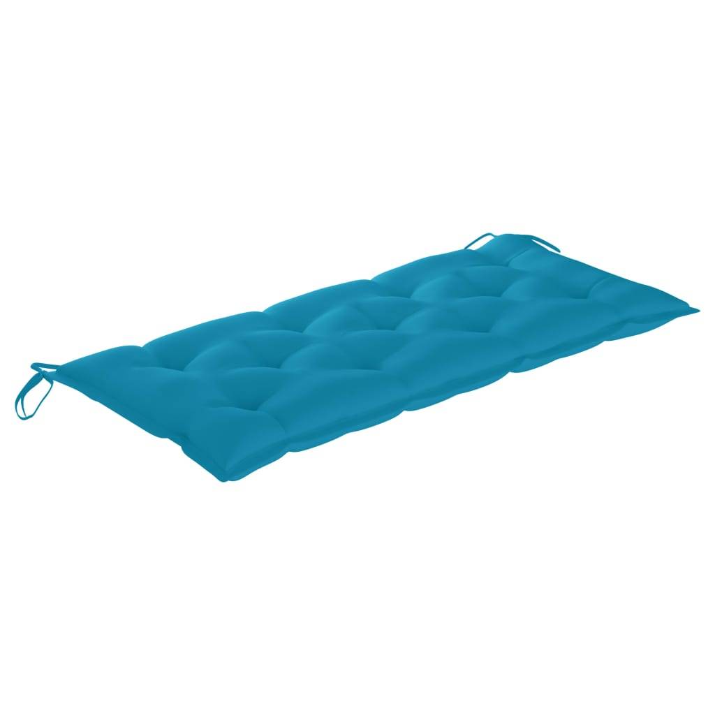 Helloshop26 - Banc de jardin meuble de patio d'extérieur terrasse avec coussin bleu clair 120 x 51,5 x 84 cm bois de teck massif - Image 6