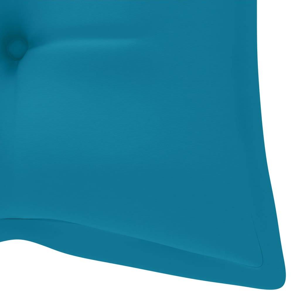 Helloshop26 - Banc de jardin meuble de patio d'extérieur terrasse avec coussin bleu clair 120 x 51,5 x 84 cm bois de teck massif - Image 8