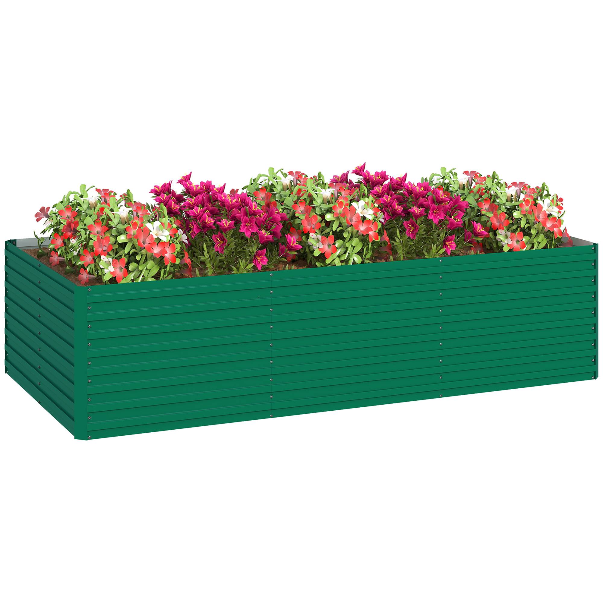 Jardinière rectangulaire surélevée acier galvanisé 240x120x60 cm à fond ouvert, potager grand format vert - Image 1