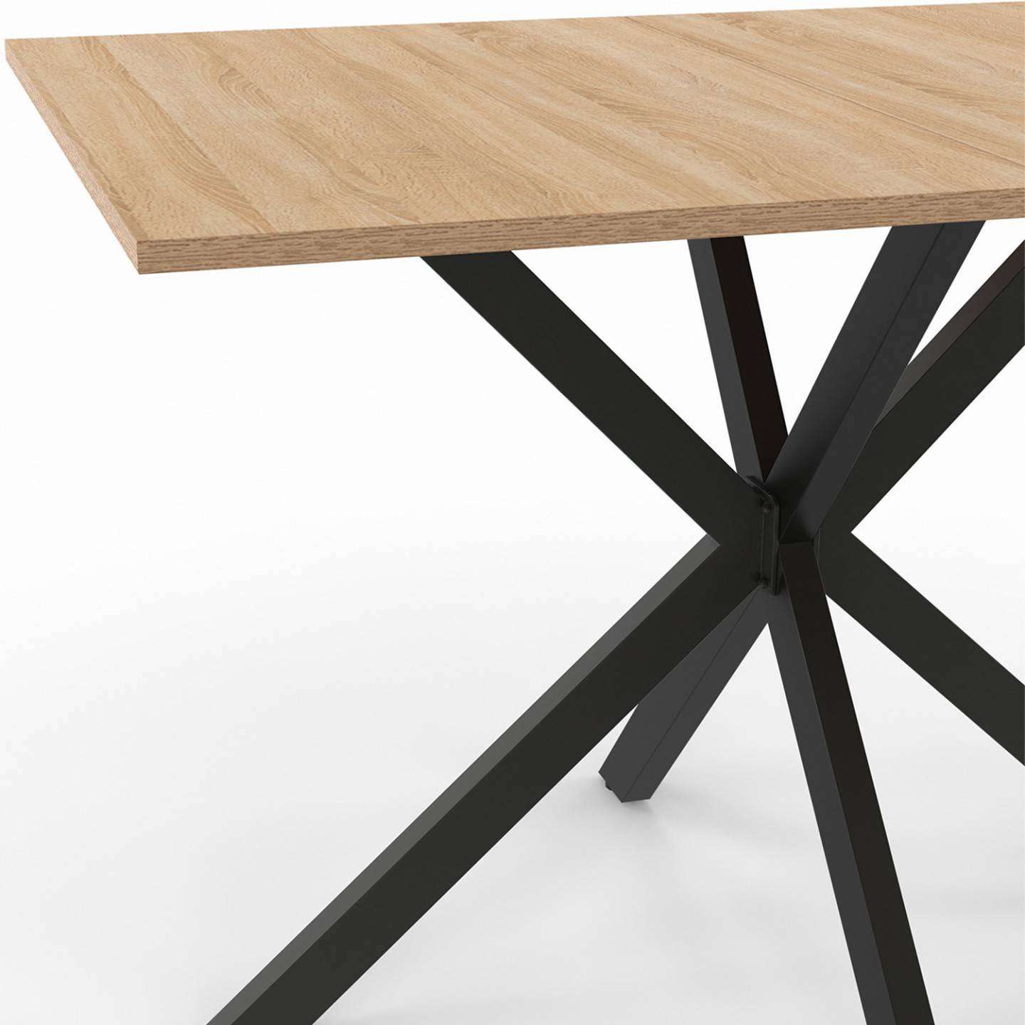 Table à manger rectangle ALIX 6 personnes pied araignée bois et noir 110 cm - Image 5