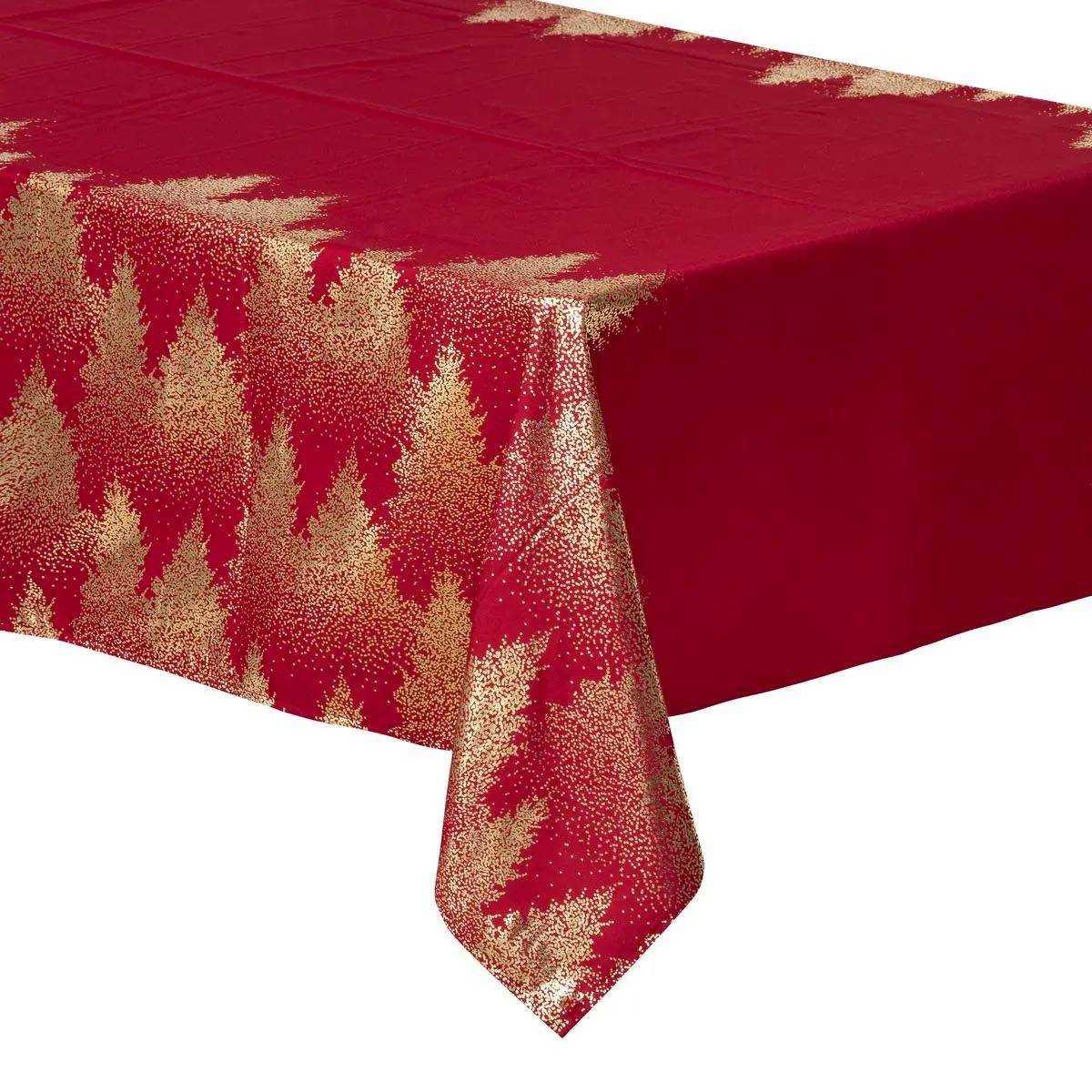 Atmosphera - Nappe Imprimée Sapin "Colorama" 140x240cm Rouge