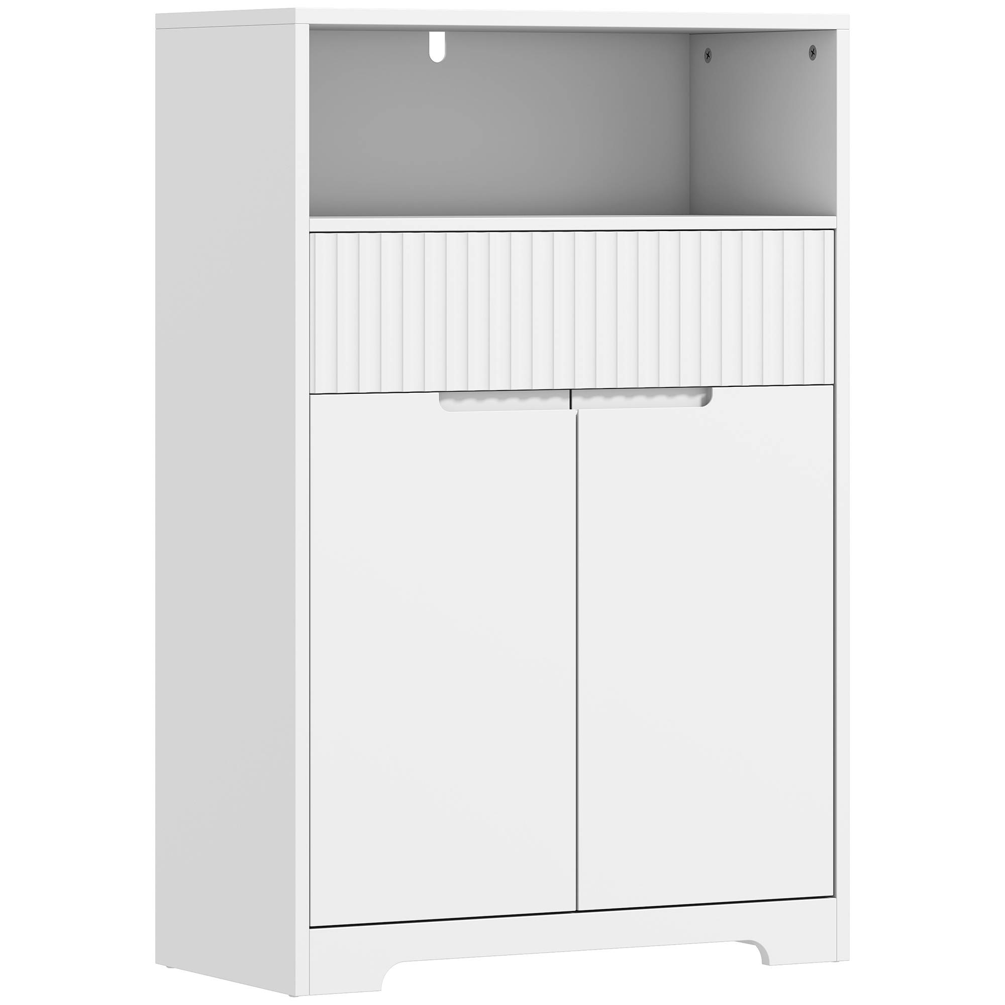 Sans Marque - Armoire salle bain extensible support réglable 60x30x91,5 cm Blanc - Image 1