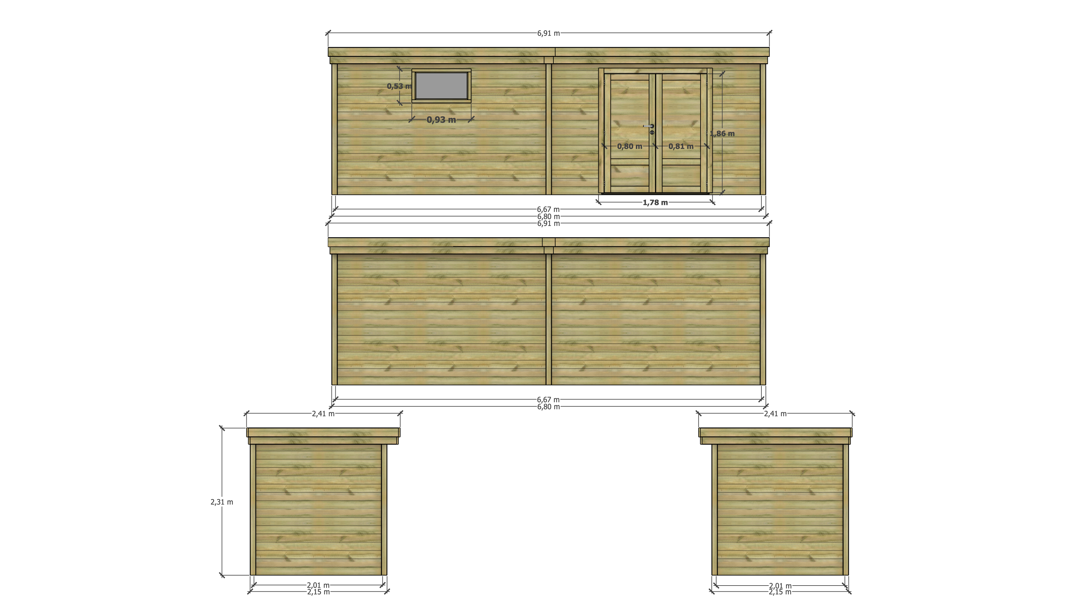 Abri Français - ABRI DE JARDIN bois Pin traité autoclave 27mm - 6,795x2,14m / 15m2 - Bac acier - Abri Français - Image 4