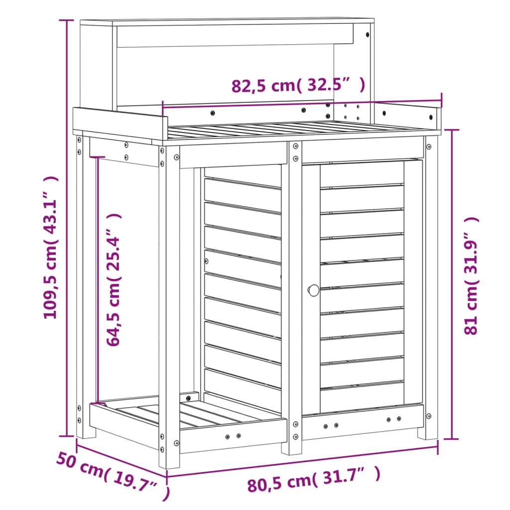 ComfortXL - Station de rempotage haute en Pin massif Avec armoire pour Balcon et Terrasse Blanc 82.5x50x109.5 cm – ComfortXL Outdoor Living - Image 10