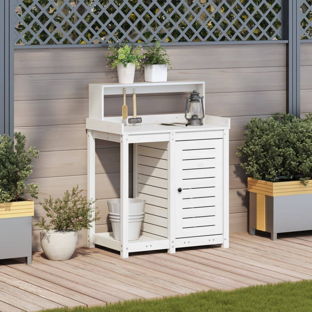 ComfortXL - Station de rempotage haute en Pin massif Avec armoire pour Balcon et Terrasse Blanc 82.5x50x109.5 cm – ComfortXL Outdoor Living - Image 3