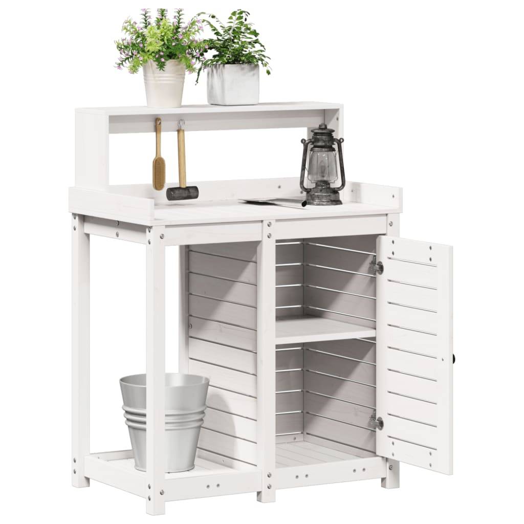 ComfortXL - Station de rempotage haute en Pin massif Avec armoire pour Balcon et Terrasse Blanc 82.5x50x109.5 cm – ComfortXL Outdoor Living - Image 4