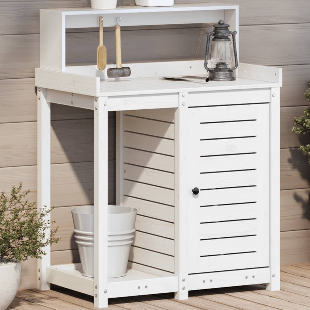 ComfortXL - Station de rempotage haute en Pin massif Avec armoire pour Balcon et Terrasse Blanc 82.5x50x109.5 cm – ComfortXL Outdoor Living