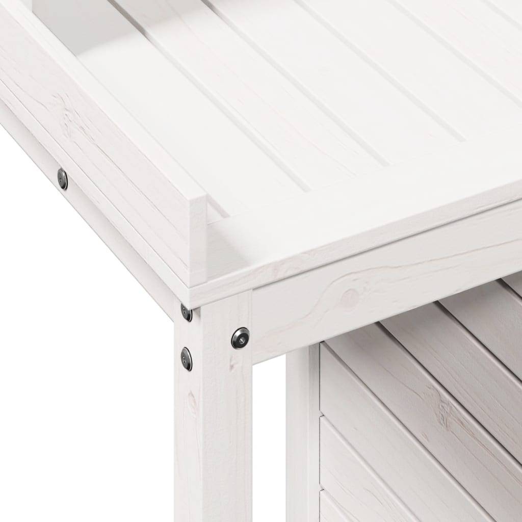 ComfortXL - Station de rempotage haute en Pin massif Avec armoire pour Balcon et Terrasse Blanc 82.5x50x109.5 cm – ComfortXL Outdoor Living - Image 8
