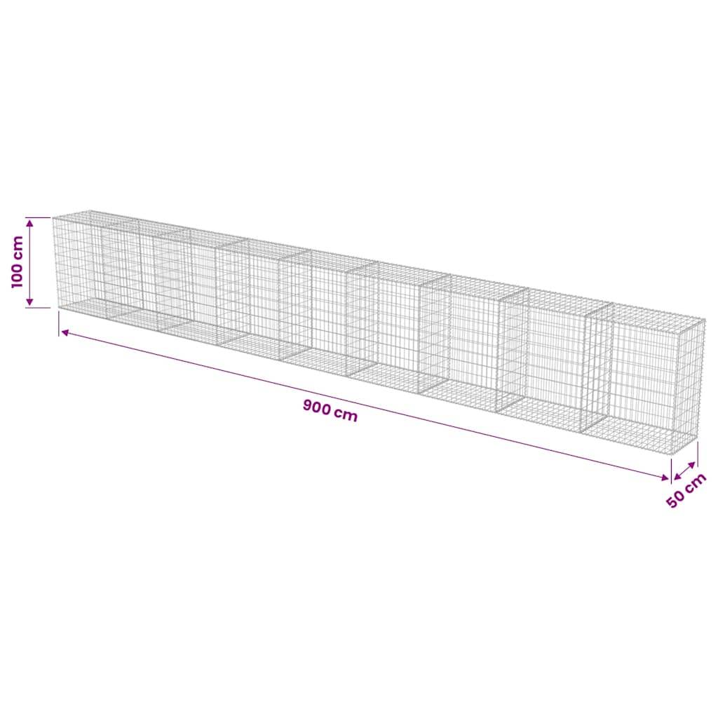 PANGIVO - Mur à gabion avec couvercles Acier galvanisé Argenté 900 x 50 x 100 cm - PANGIVO - Image 7